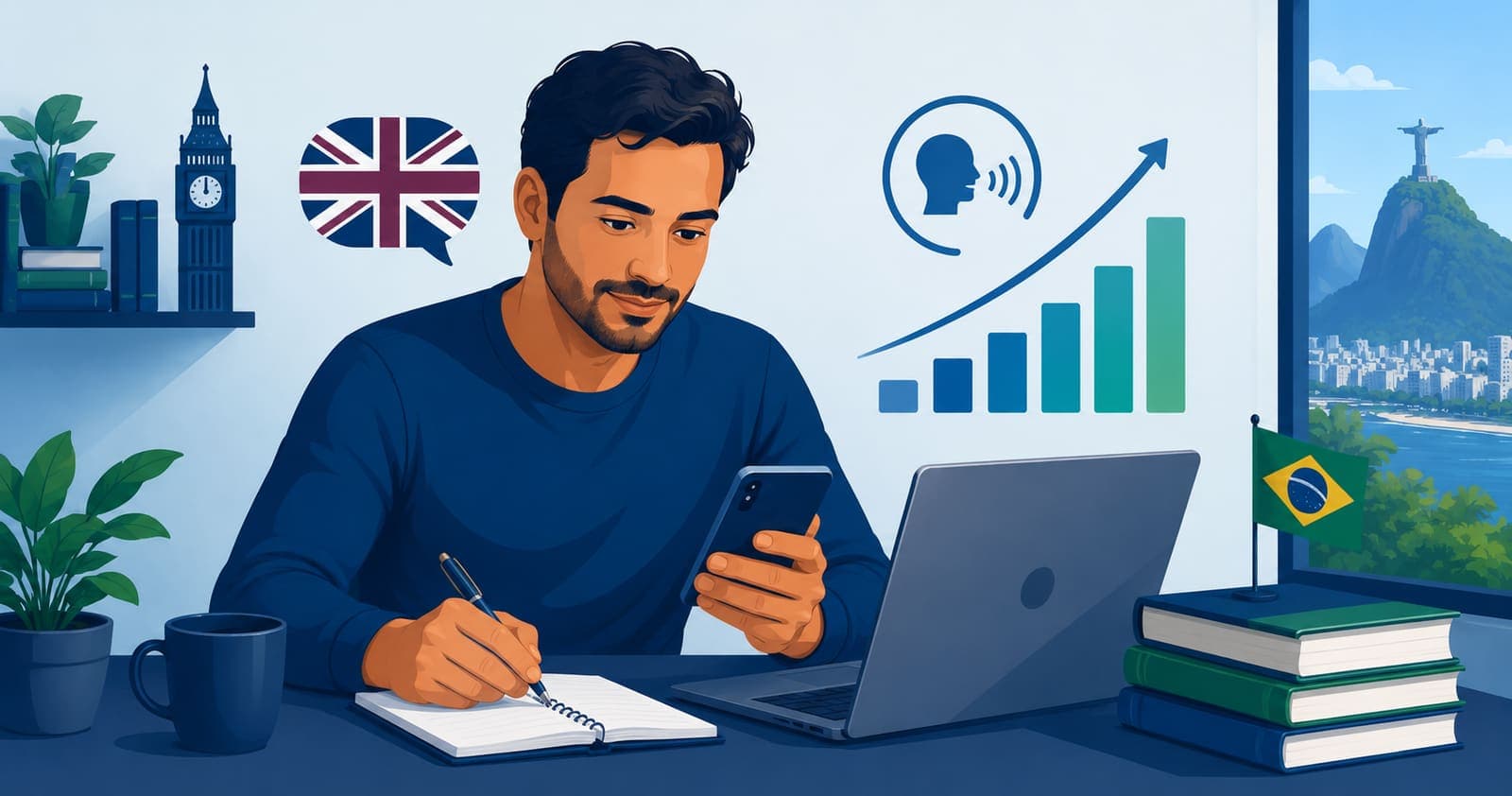 Desenvolvedor brasileiro estudando inglês técnico para programação